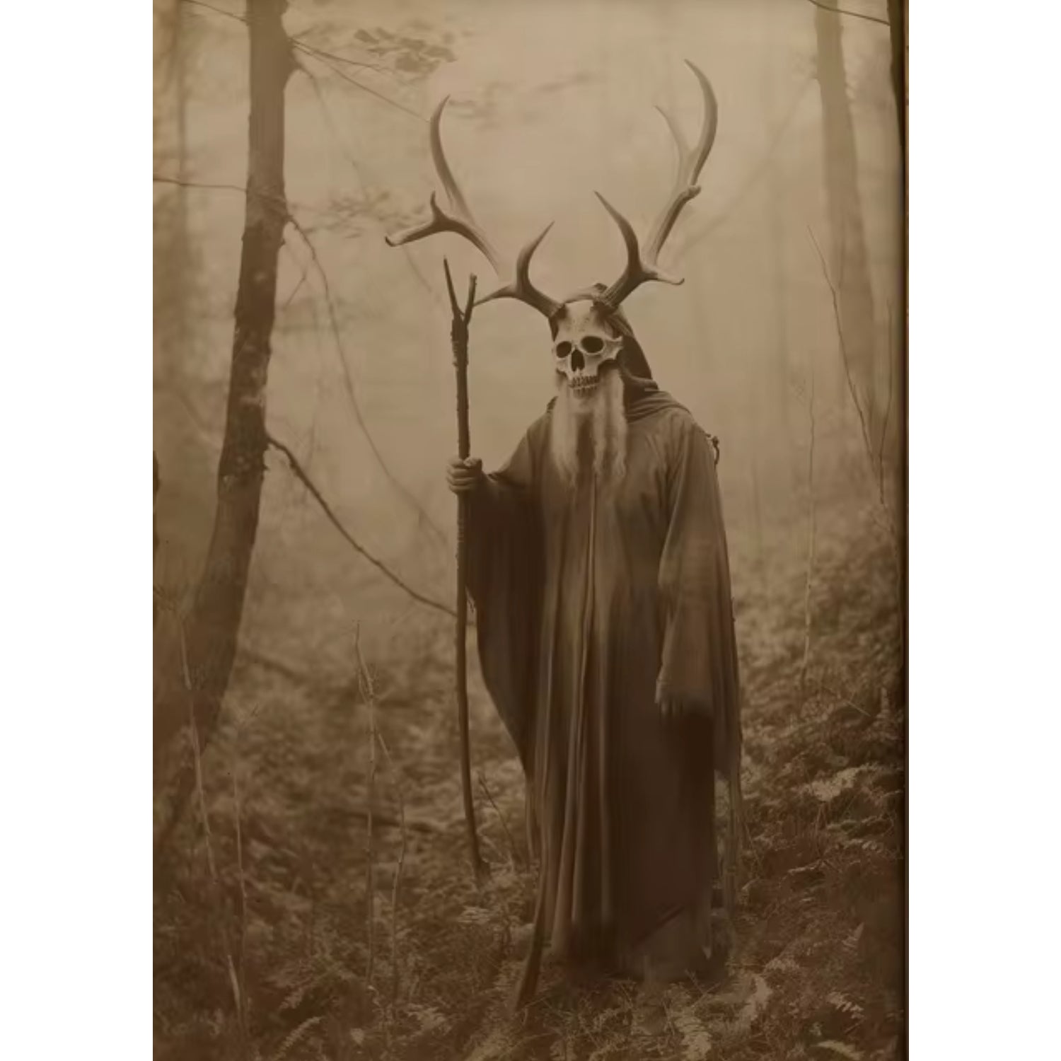 Haunting Forest Spirit Dark Academia Gothic Halloween Art