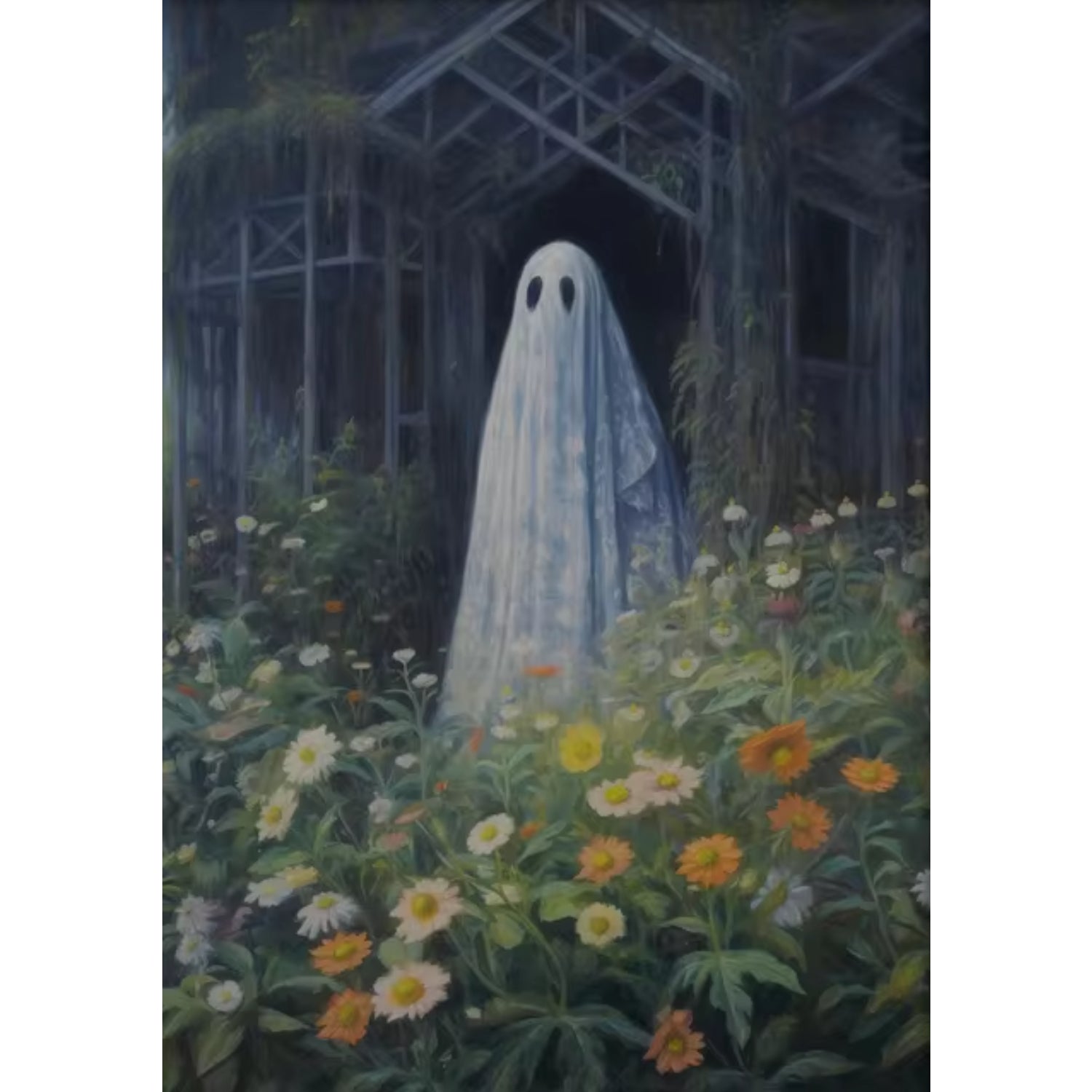 Haunting Garden Ghost Dark Academia Gothic Halloween Art