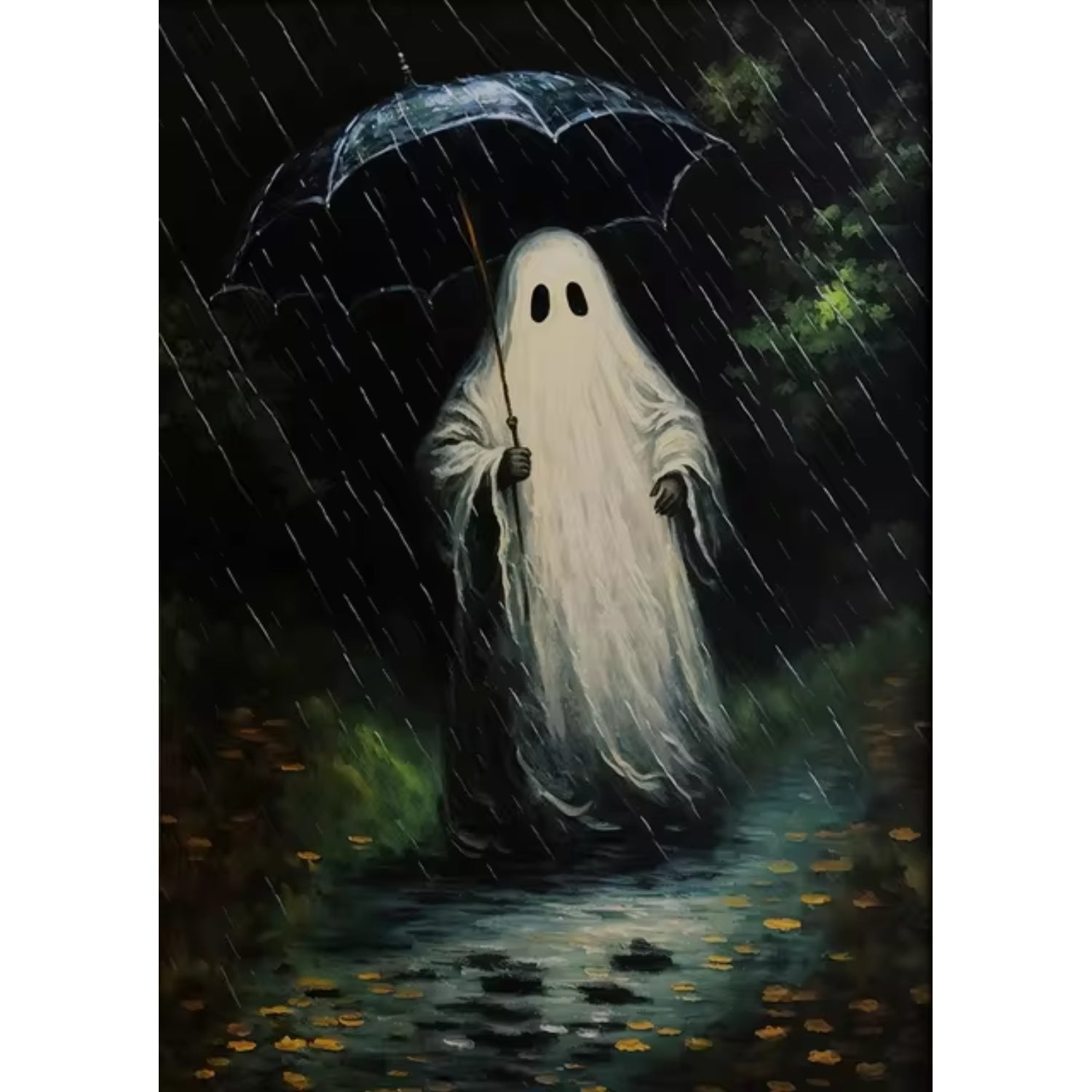 Haunting Ghost in the Rain Dark Gothic Halloween Wall Art