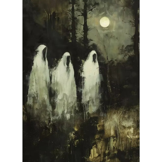 Haunting Ghost Trio Vintage Spooky Canvas for Halloween Décor