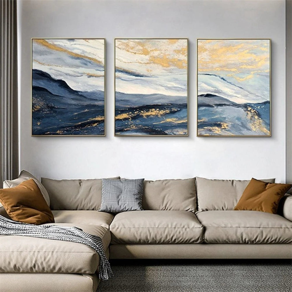 Hilly Skyscape Modern Abstract Set of 3 Wall Art