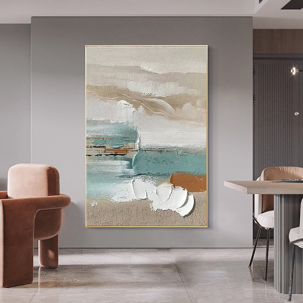 Abstract 3D Coastal Landscape Thick Acrylic Painting