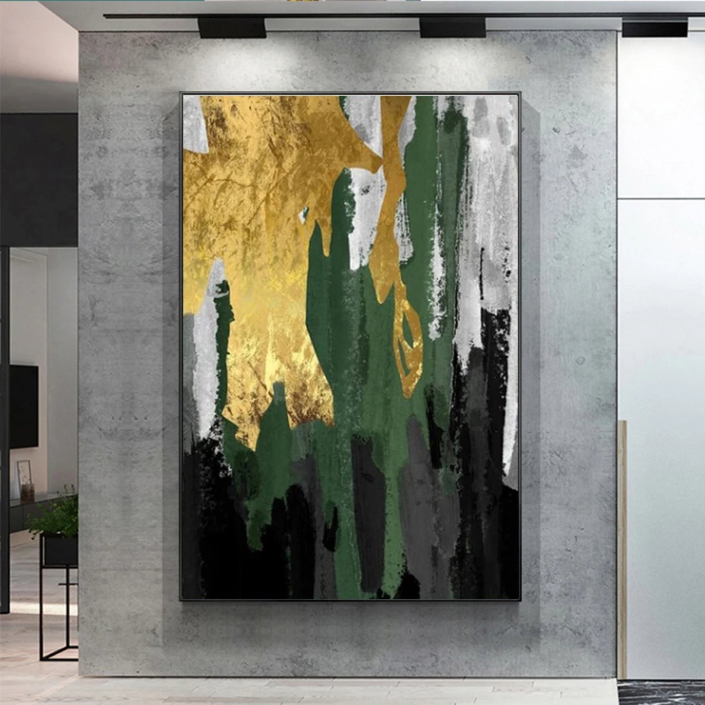 Bold Green and Gold Abstract Art - Striking Modern Wall Décor