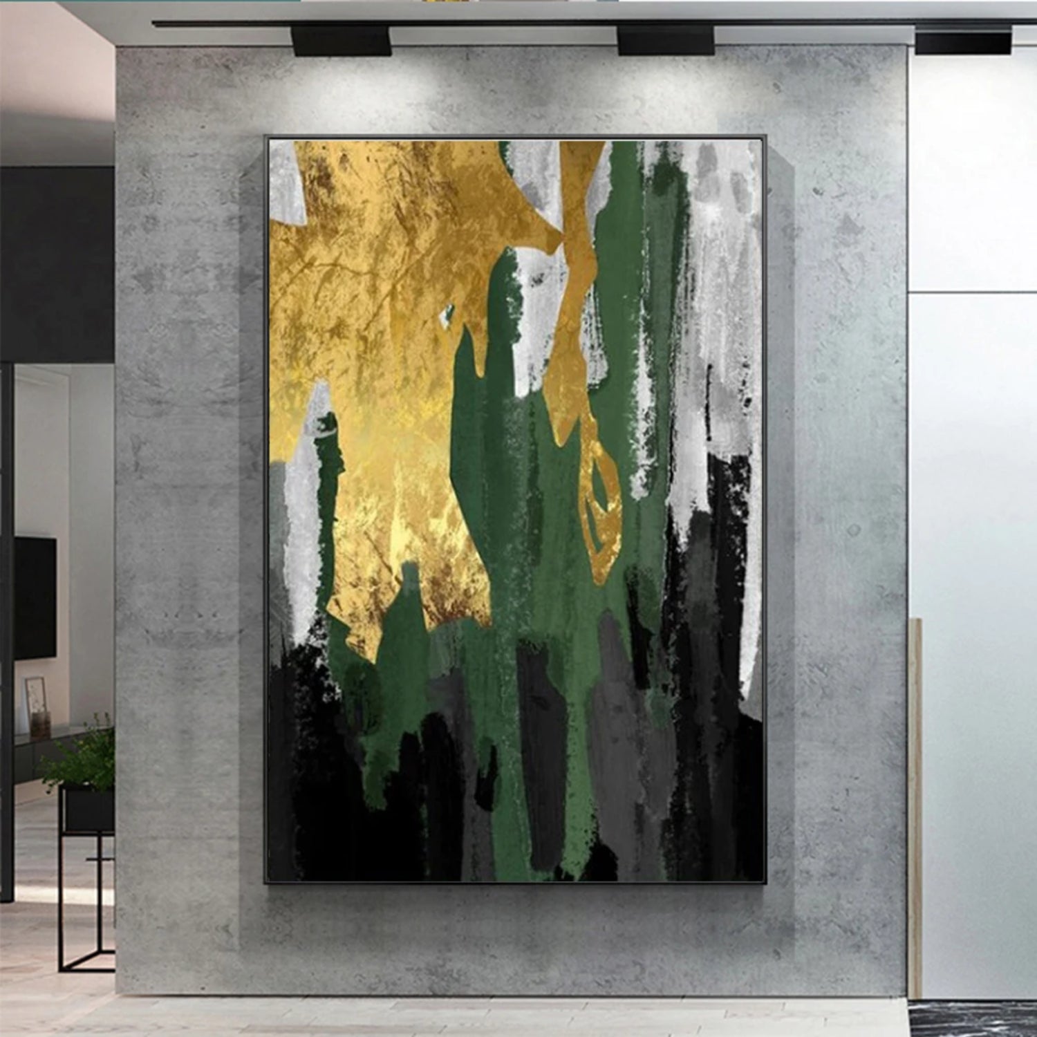 Bold Green and Gold Abstract Art - Striking Modern Wall Décor