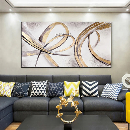 Abstract Gold and Silver Swirl Art - Modern Metallic Wall Décor