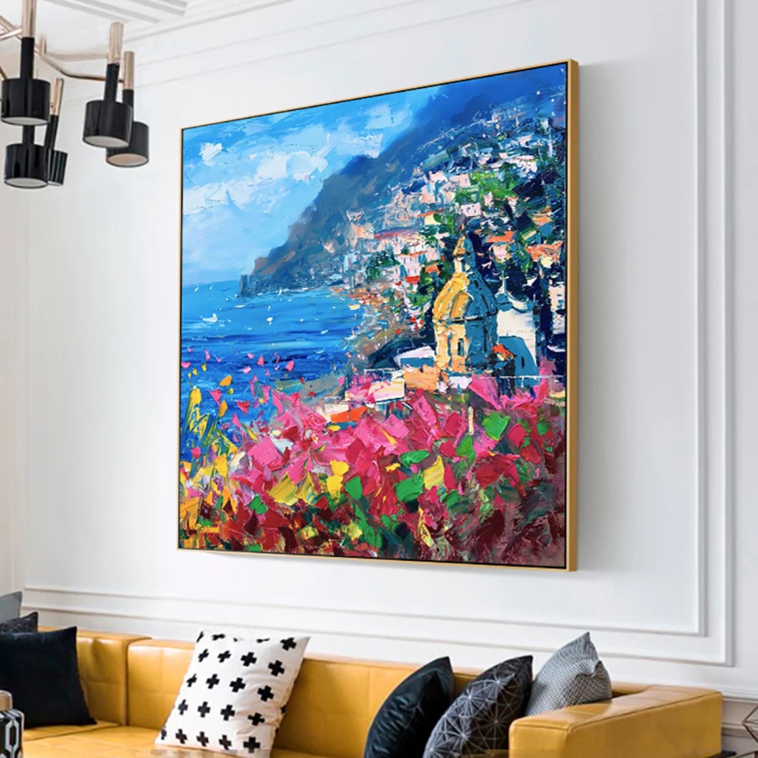 Colorful Coastal Landscape Painting - Stunning Seaside Wall Art