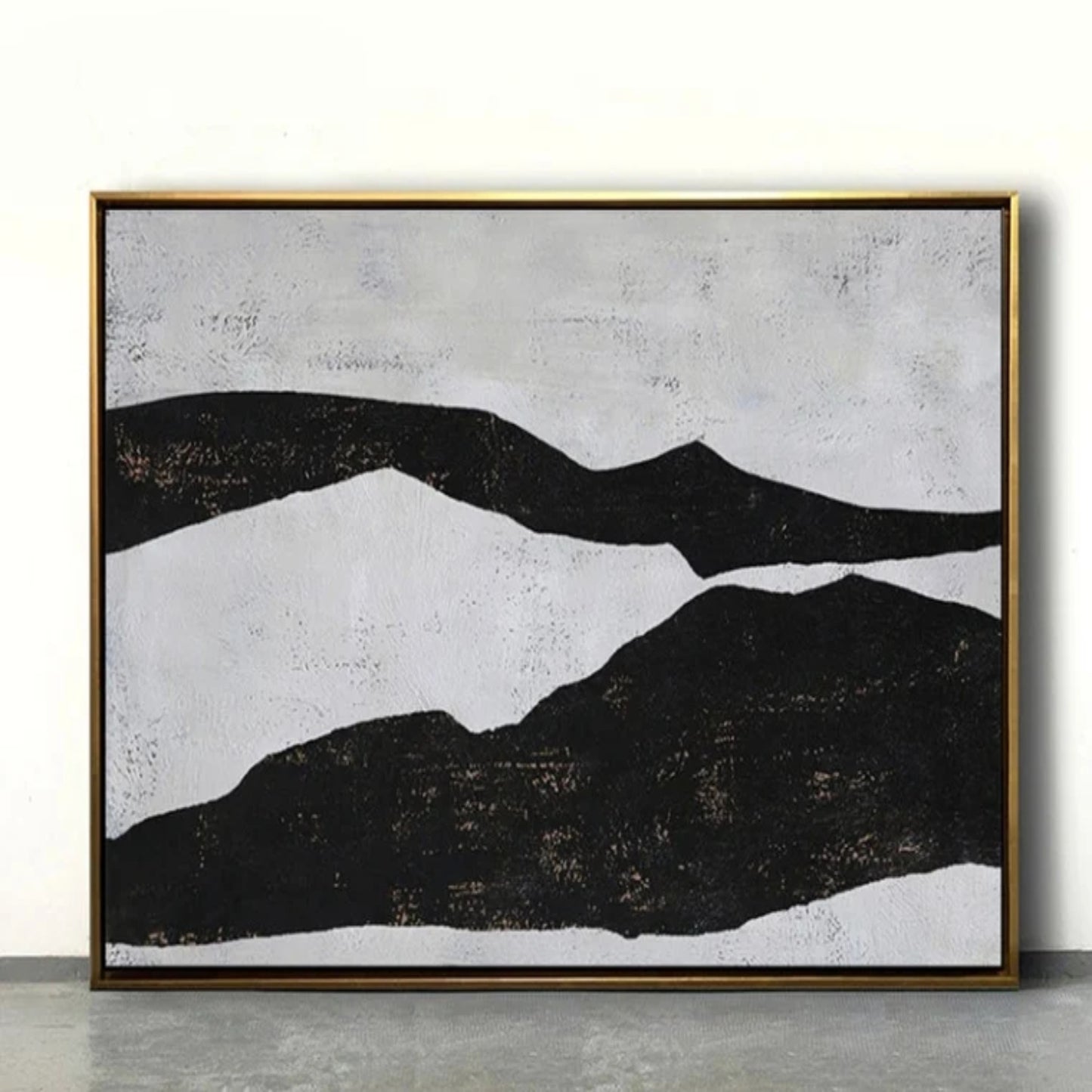 Modern Black and White Minimalist Oil Painting