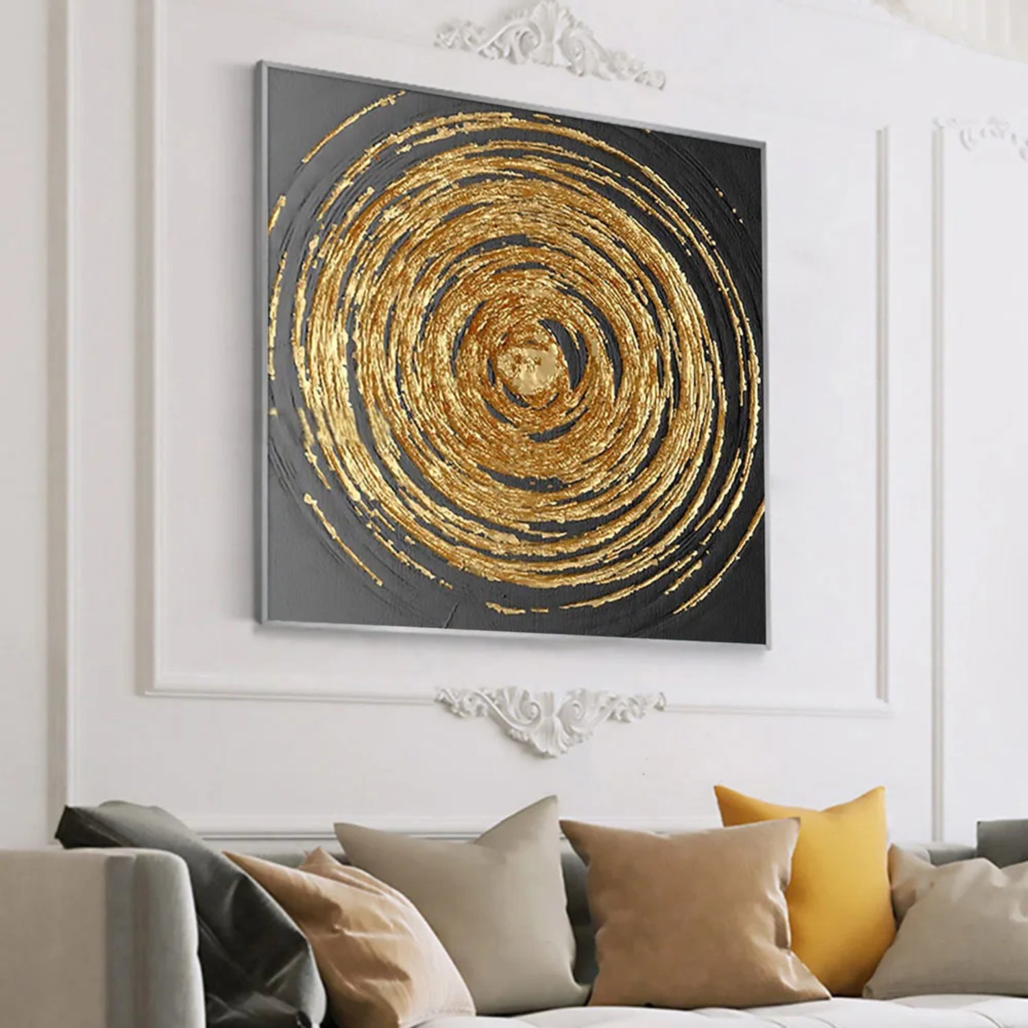 Radiant Minimalism Golden Circle Abstract Canvas Art