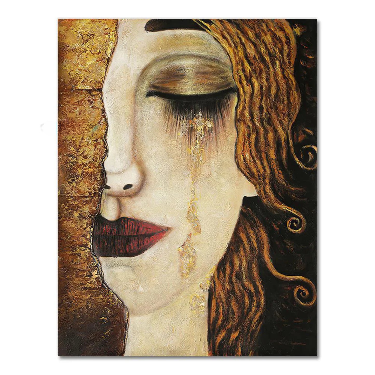 Timeless Elegance of Gold Tears Canvas Oil Painting