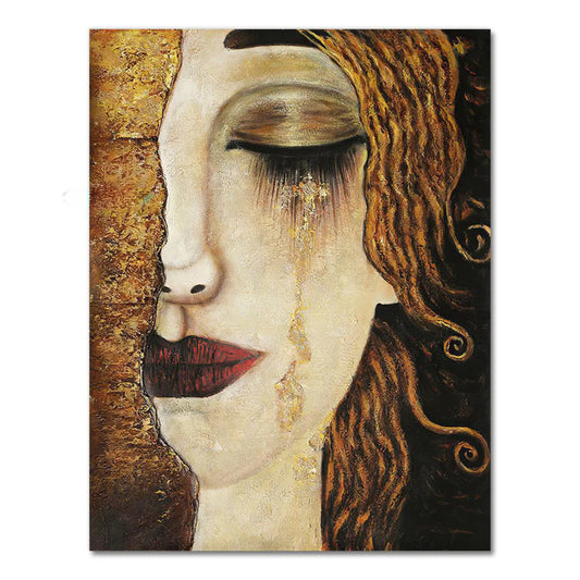 Timeless Elegance of Gold Tears Canvas Oil Painting