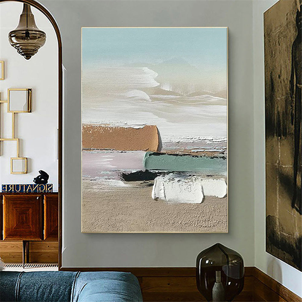 Textured Coastal Scene Soothing Abstract Art