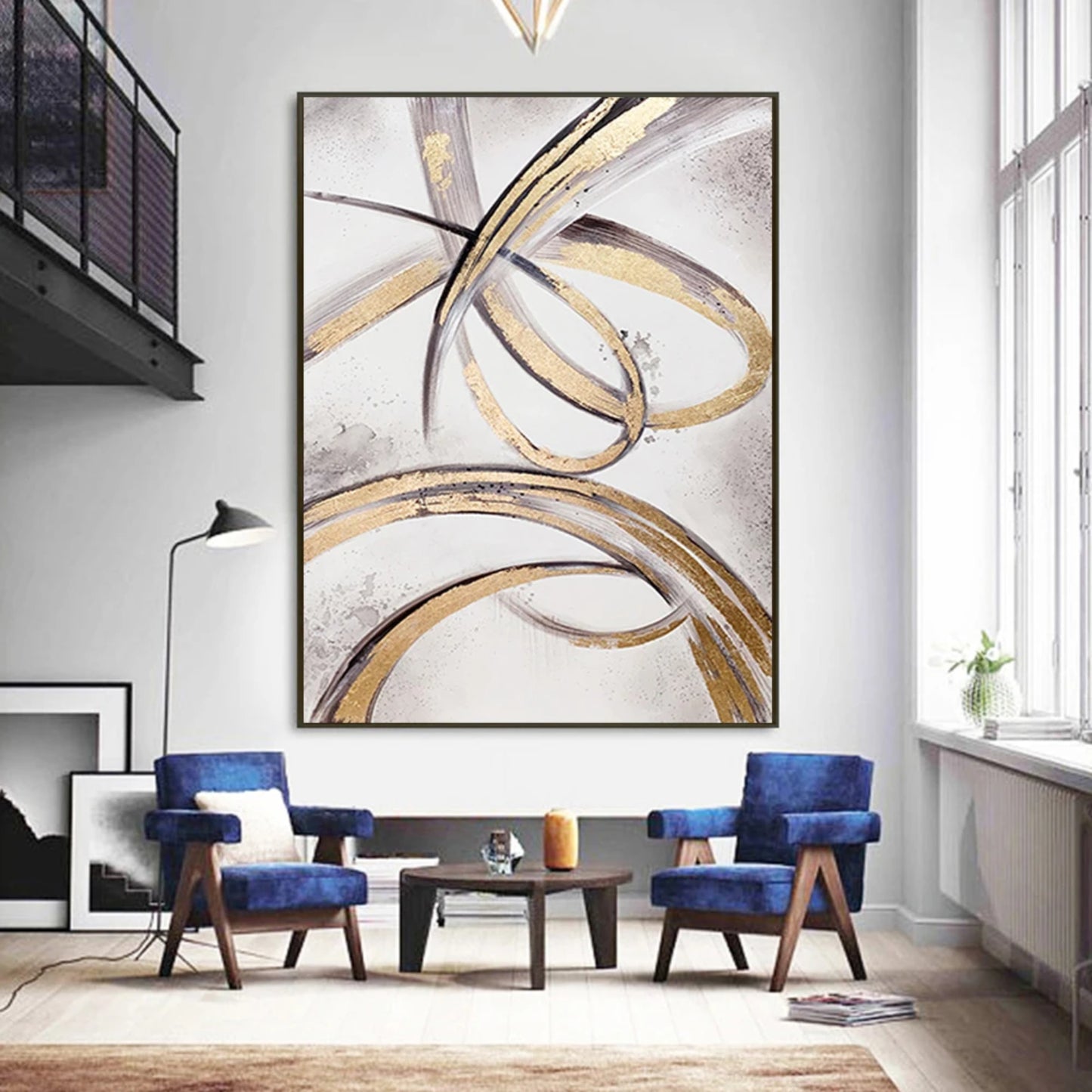 Abstract Gold and Silver Swirl Art - Modern Metallic Wall Décor