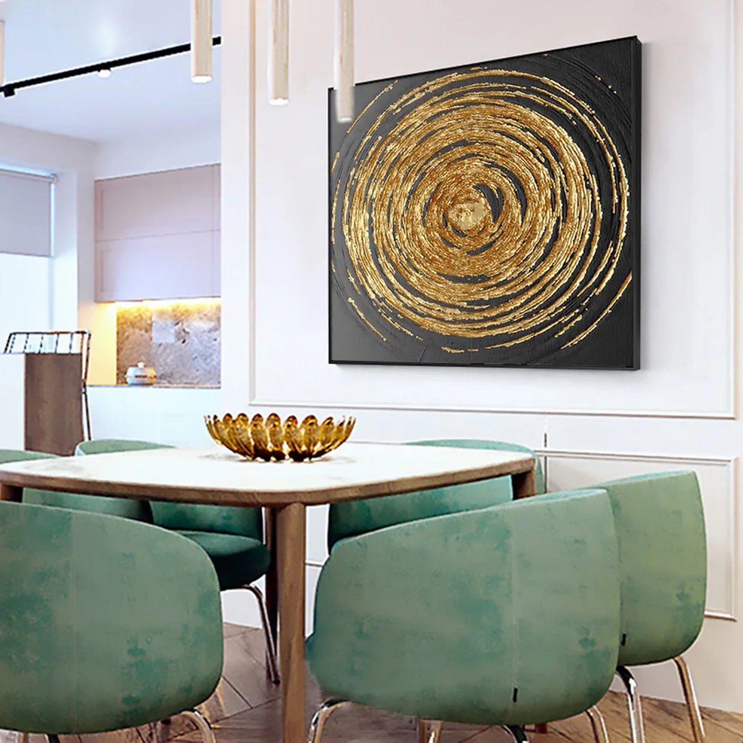 Radiant Minimalism Golden Circle Abstract Canvas Art