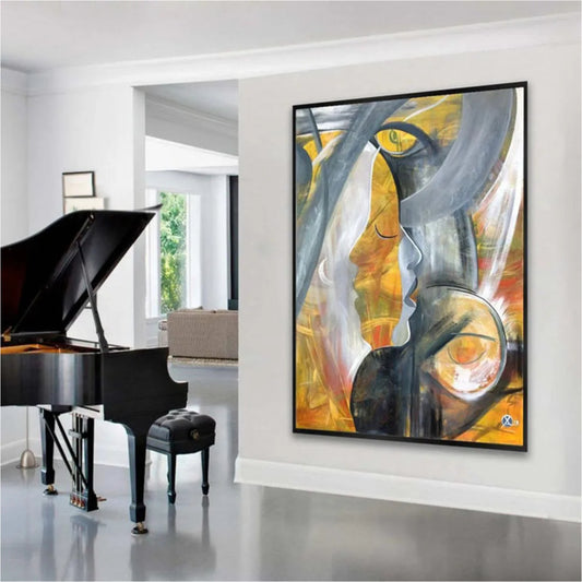 Abstract Harmony in Silhouette Oil Canvas Painting