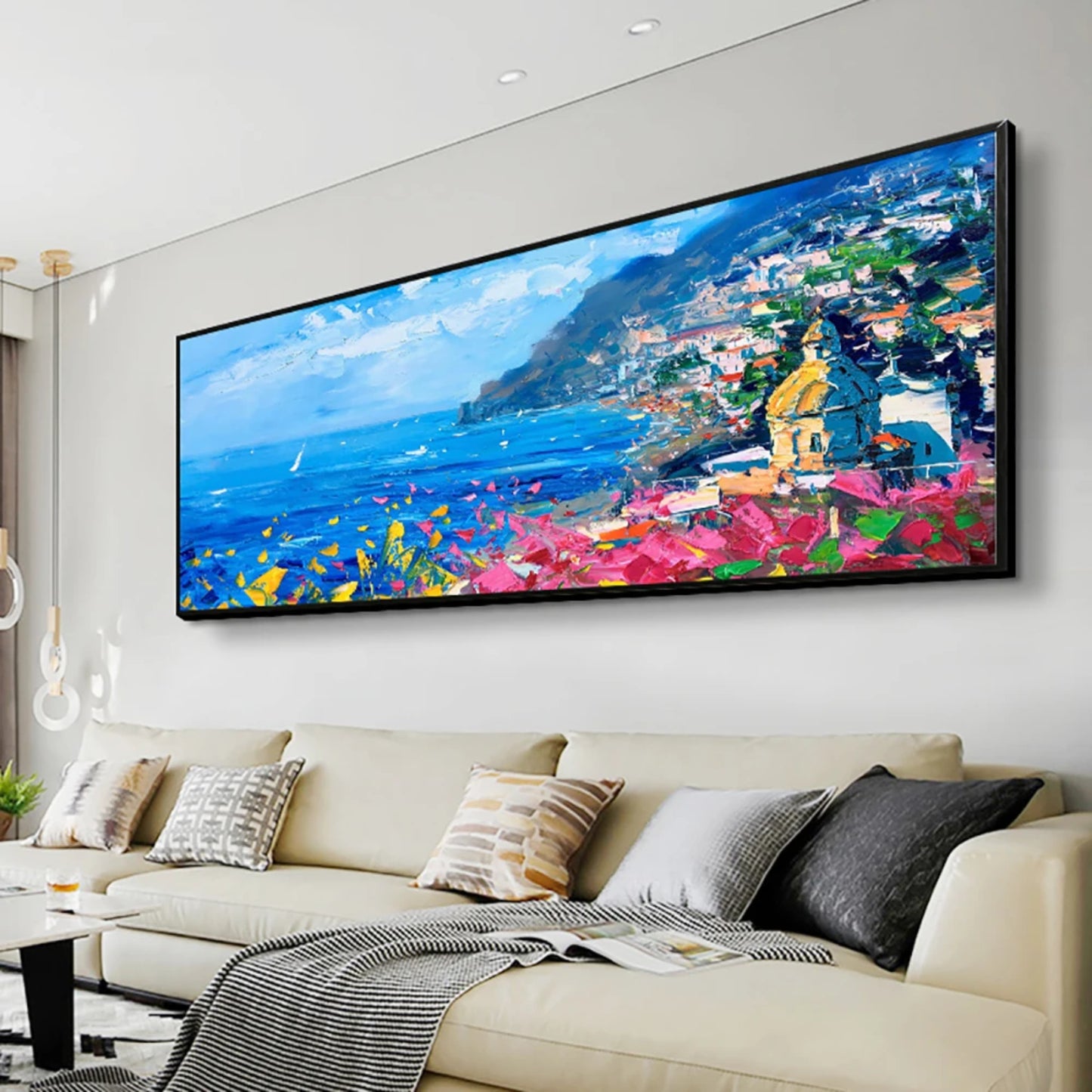 Colorful Coastal Landscape Painting - Stunning Seaside Wall Art