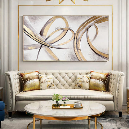 Abstract Gold and Silver Swirl Art - Modern Metallic Wall Décor