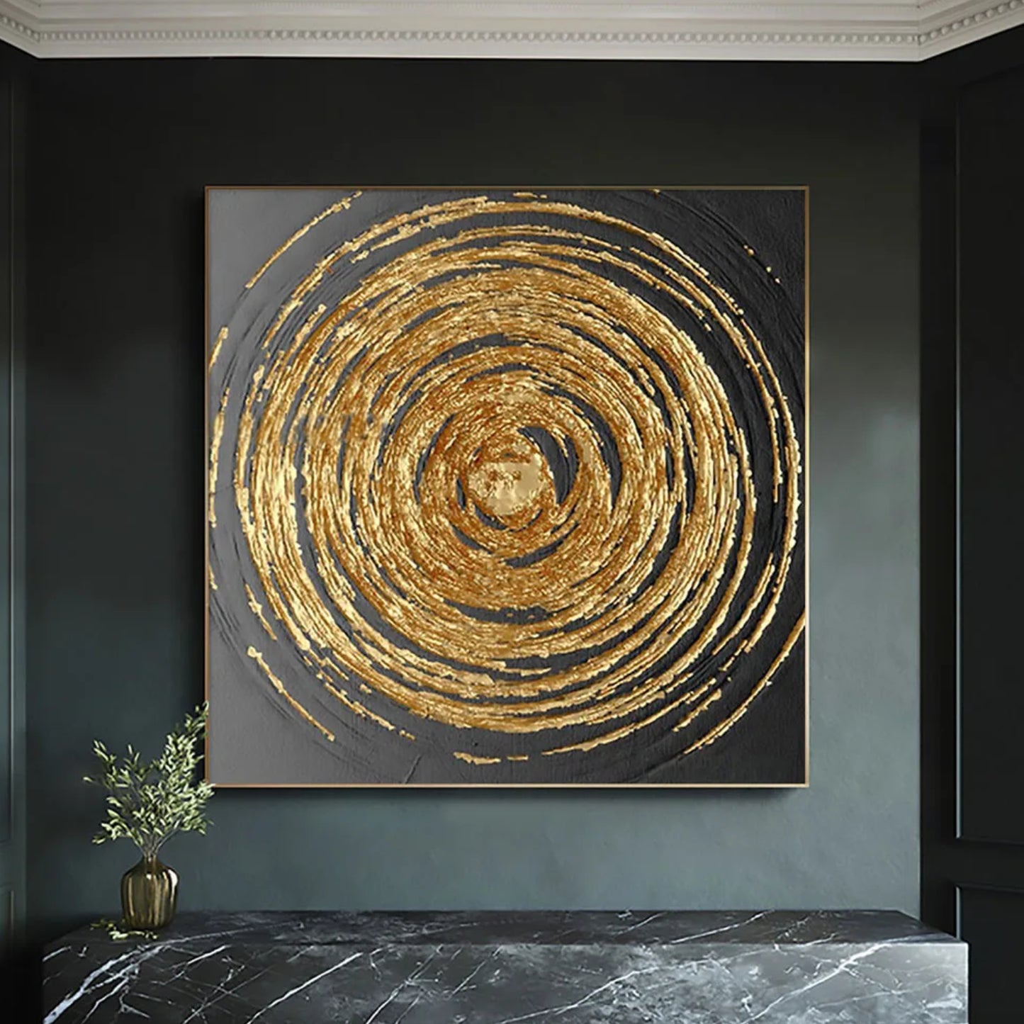 Radiant Minimalism Golden Circle Abstract Canvas Art