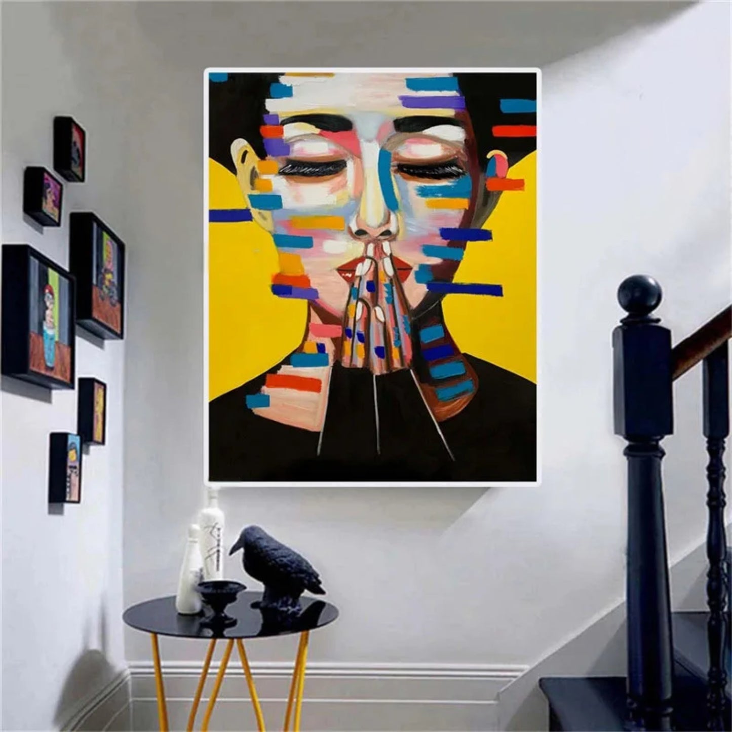 Vivid Contemplation Fashion Girl Yellow Background Abstract Art