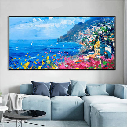 Colorful Coastal Landscape Painting - Stunning Seaside Wall Art