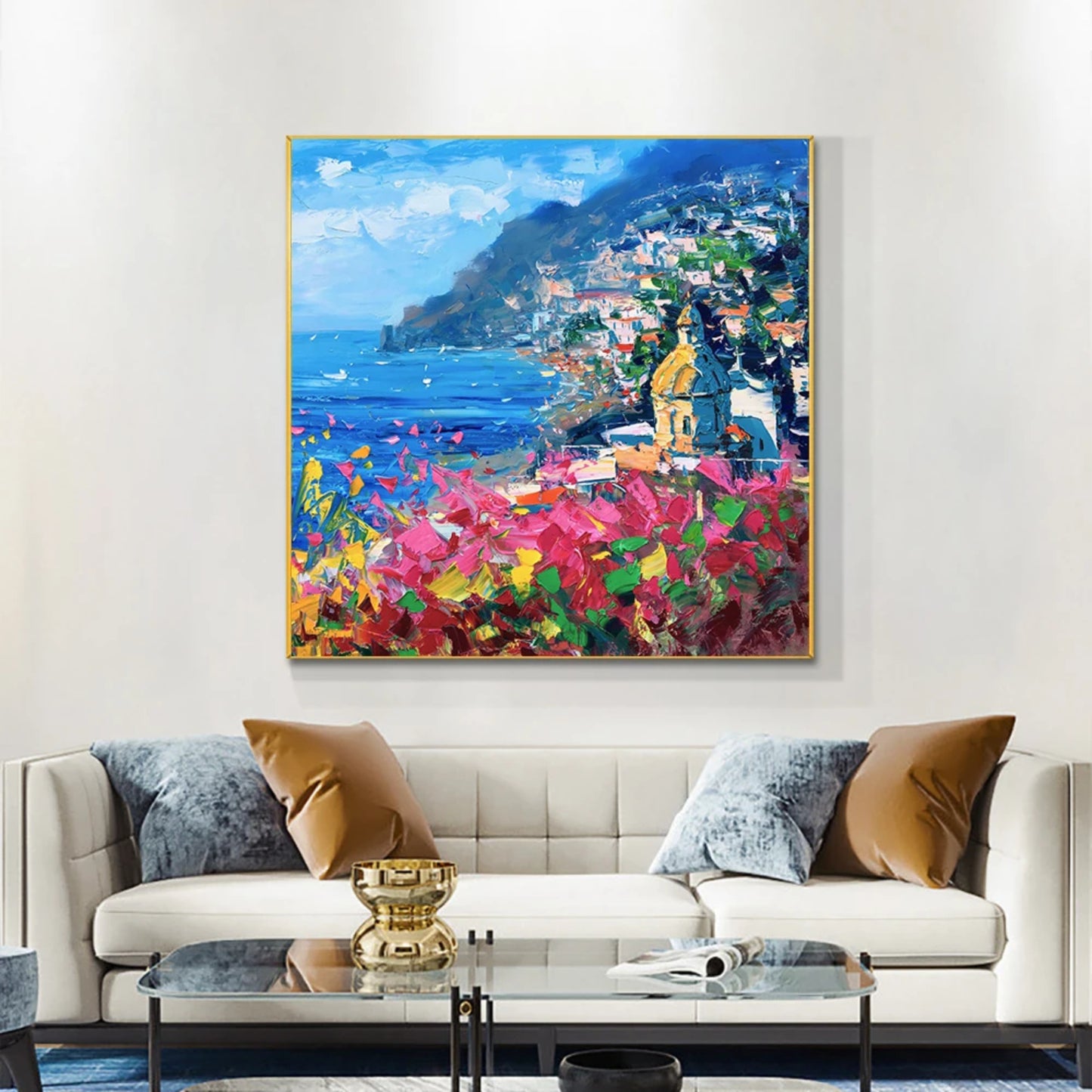 Colorful Coastal Landscape Painting - Stunning Seaside Wall Art