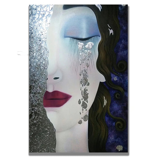 Silver Tears of Melancholy Canvas Oil Painting