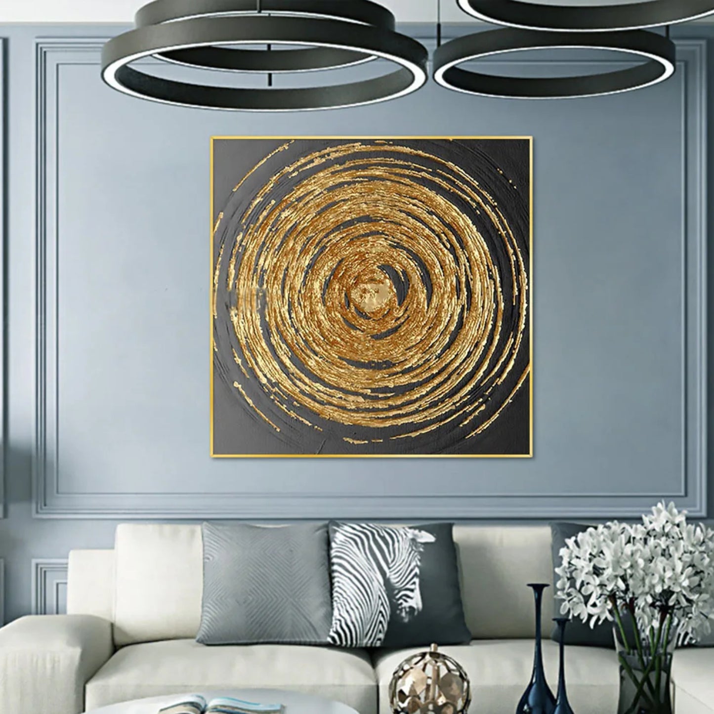 Radiant Minimalism Golden Circle Abstract Canvas Art