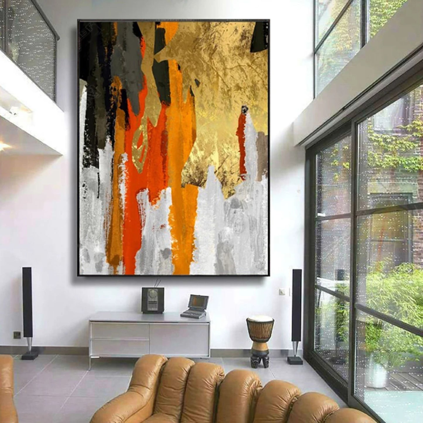 Bold Gold and Orange Abstract Art - Modern Statement Wall Décor