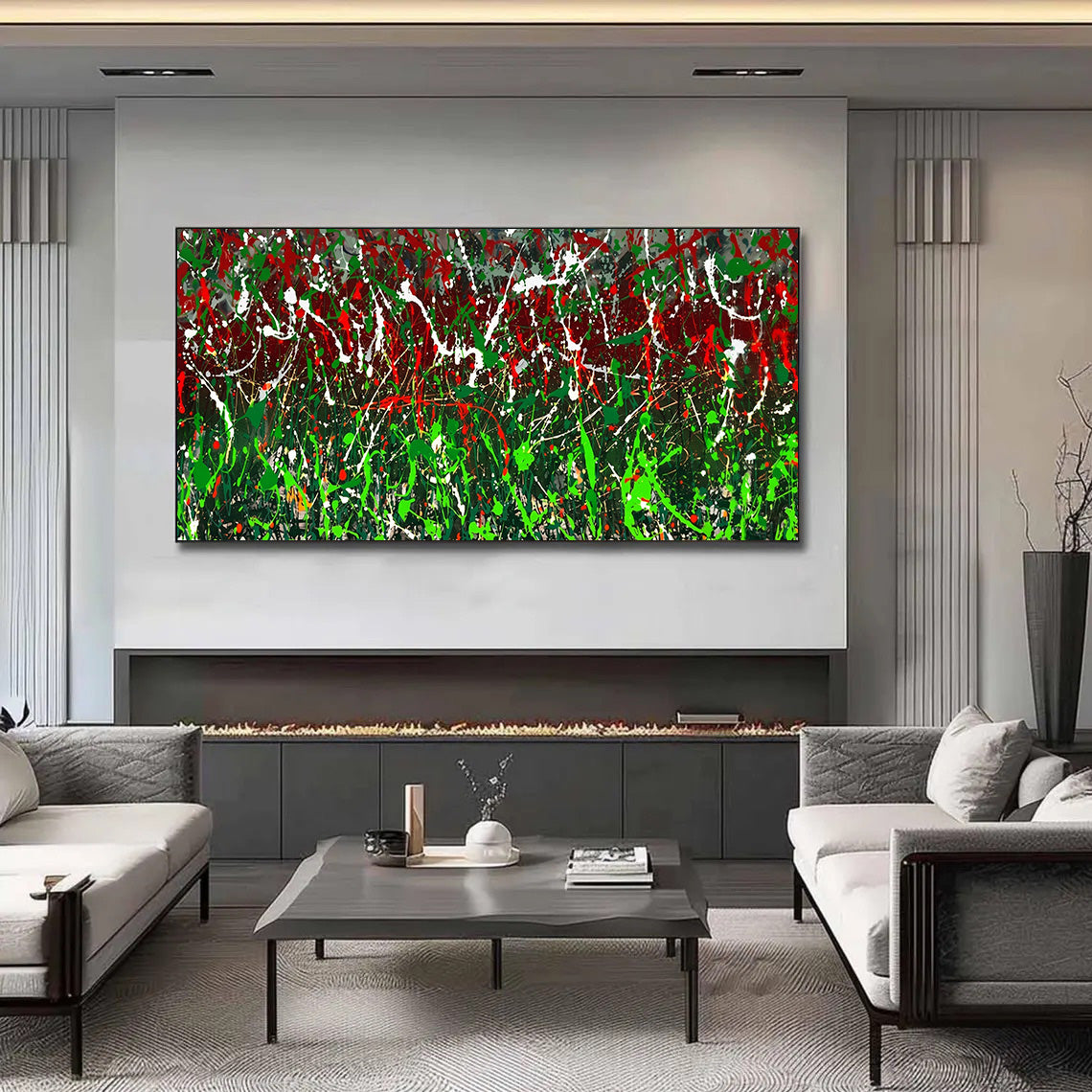 Arte da parete in stile espressionista blu scuro Pollok