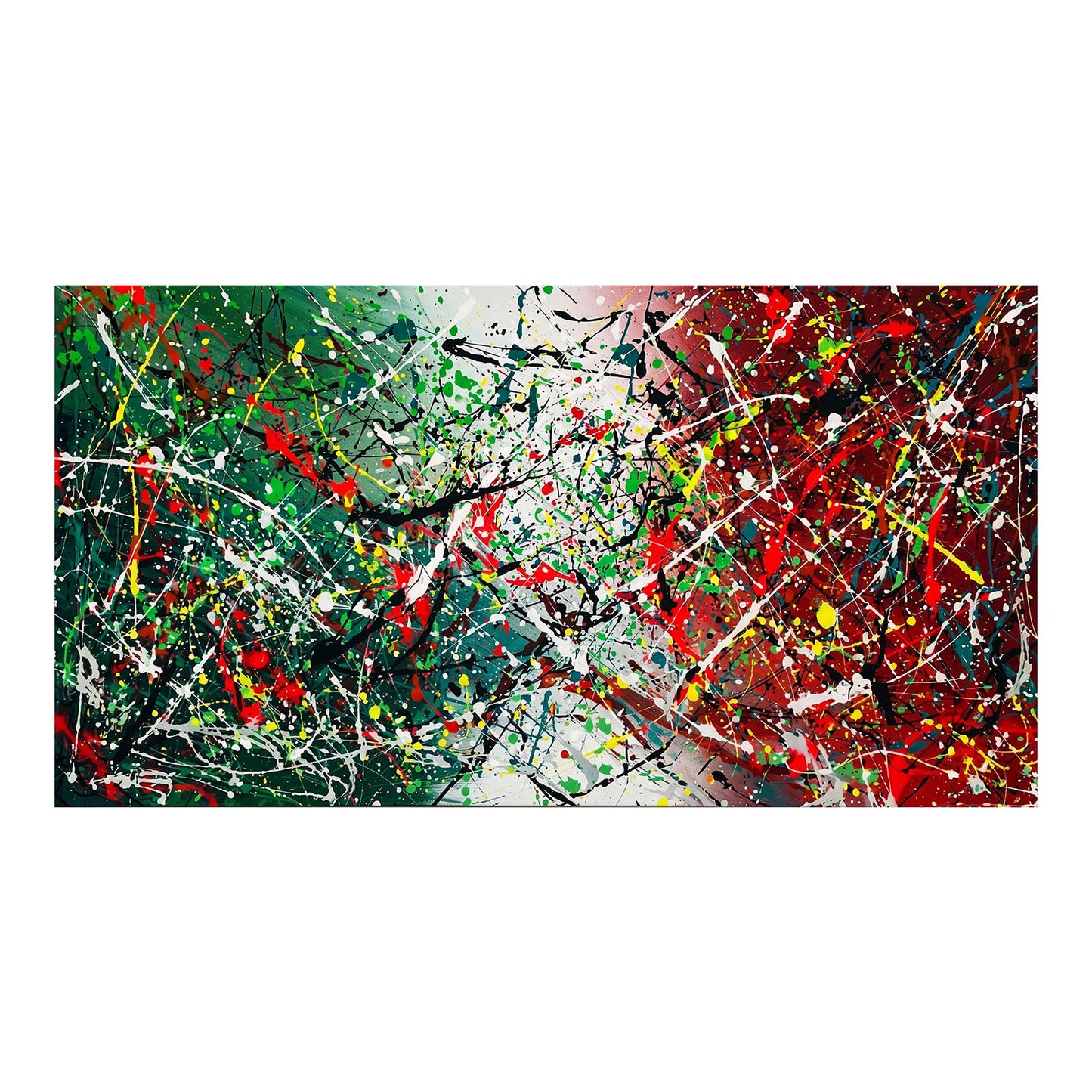 Large Pollock Inspired Italian Flag Canvas | Hand Painted Wall Art