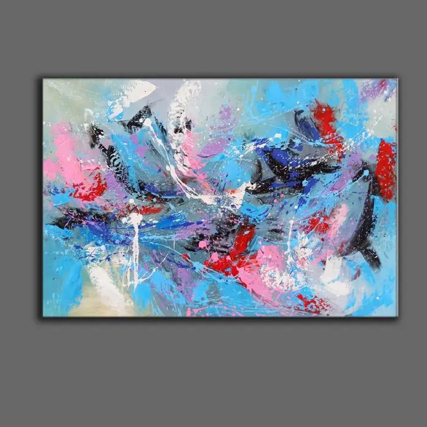 Jackson Pollock Abstract Blue Grey Drip Artwork