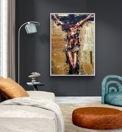 Jesus Crucifixion Painting – Heavy Textured Christian Wall Art