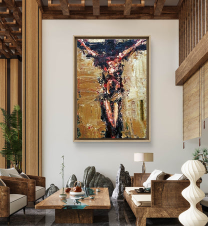 Jesus Crucifixion Painting – Heavy Textured Christian Wall Art