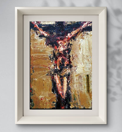 Jesus Crucifixion Painting – Heavy Textured Christian Wall Art