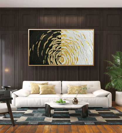 Large 3D Textured Gold Spiral Pattern Geometric Wall Art