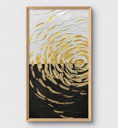 Large 3D Textured Gold Spiral Pattern Geometric Wall Art