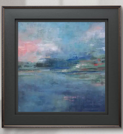 Large Abstract Blue Ocean Landscape Wall Art