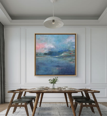 Large Abstract Blue Ocean Landscape Wall Art