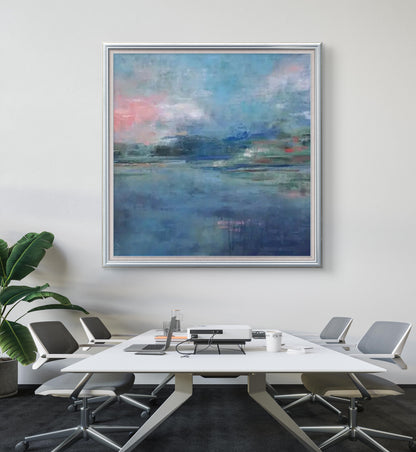 Large Abstract Blue Ocean Landscape Wall Art