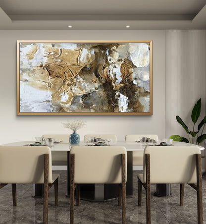 Large Brown Abstract Textured Wall Art – Hand-Painted Minimalist Canvas Painting