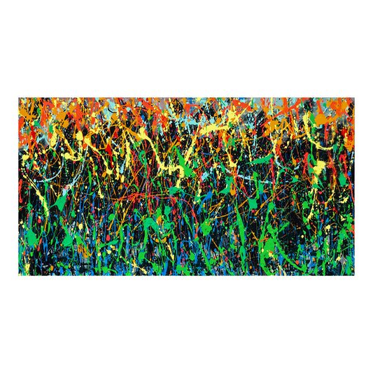 Large Pollock Inspired Colourful Drip Painting | Hand Painted Wall Art