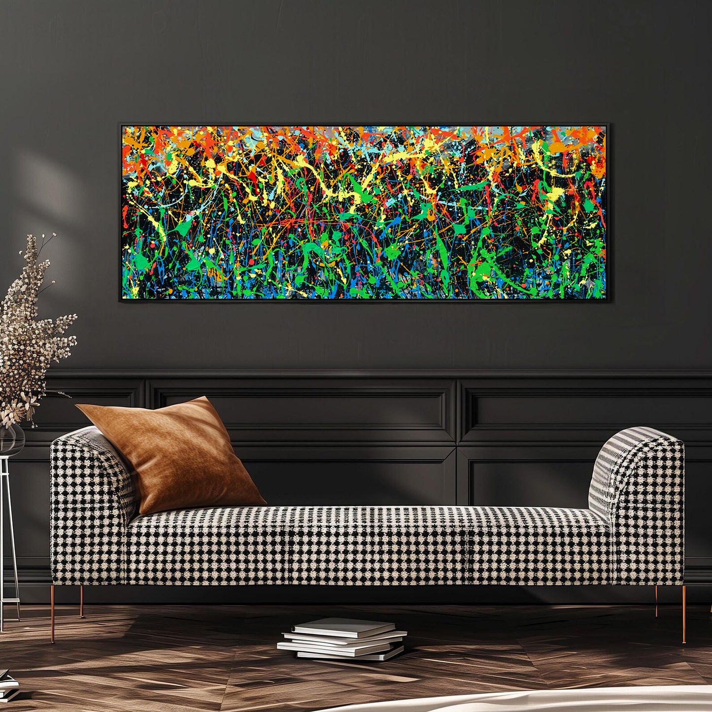 Large Pollock Inspired Colourful Drip Painting | Hand Painted Wall Art