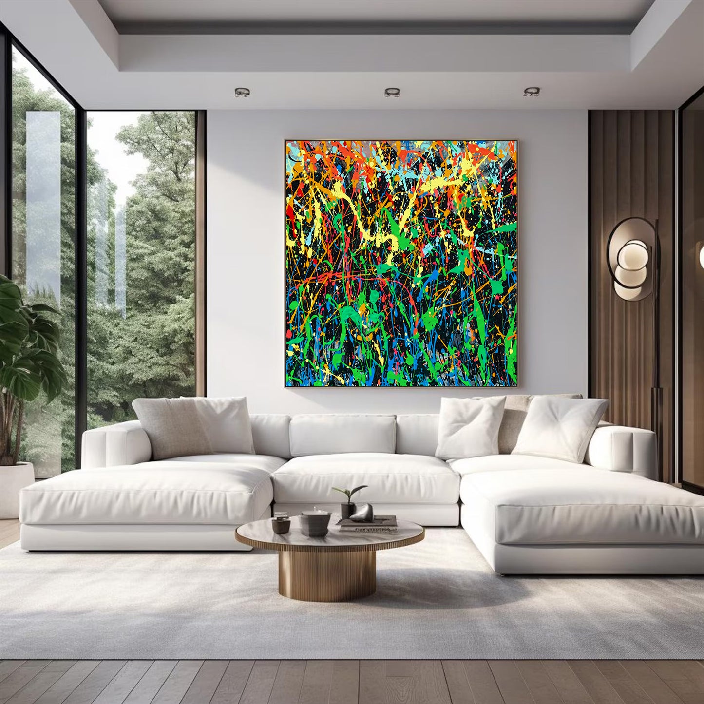 Large Pollock Inspired Colourful Drip Painting | Hand Painted Wall Art