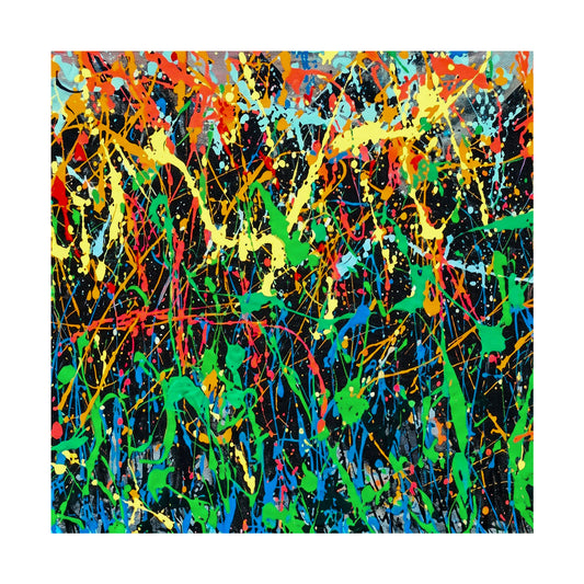 Large Pollock Inspired Colourful Drip Painting | Hand Painted Wall Art