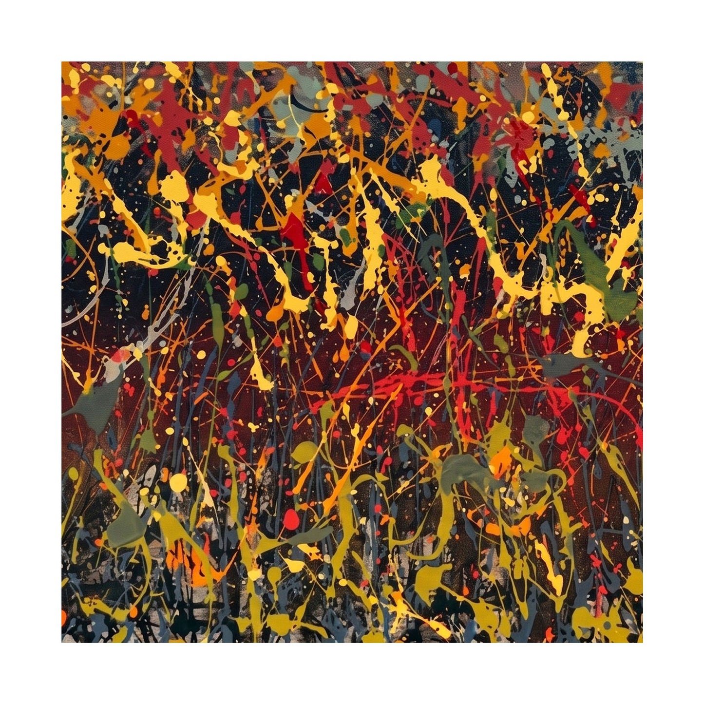 Art mural de style Pollok expressionniste bleu foncé