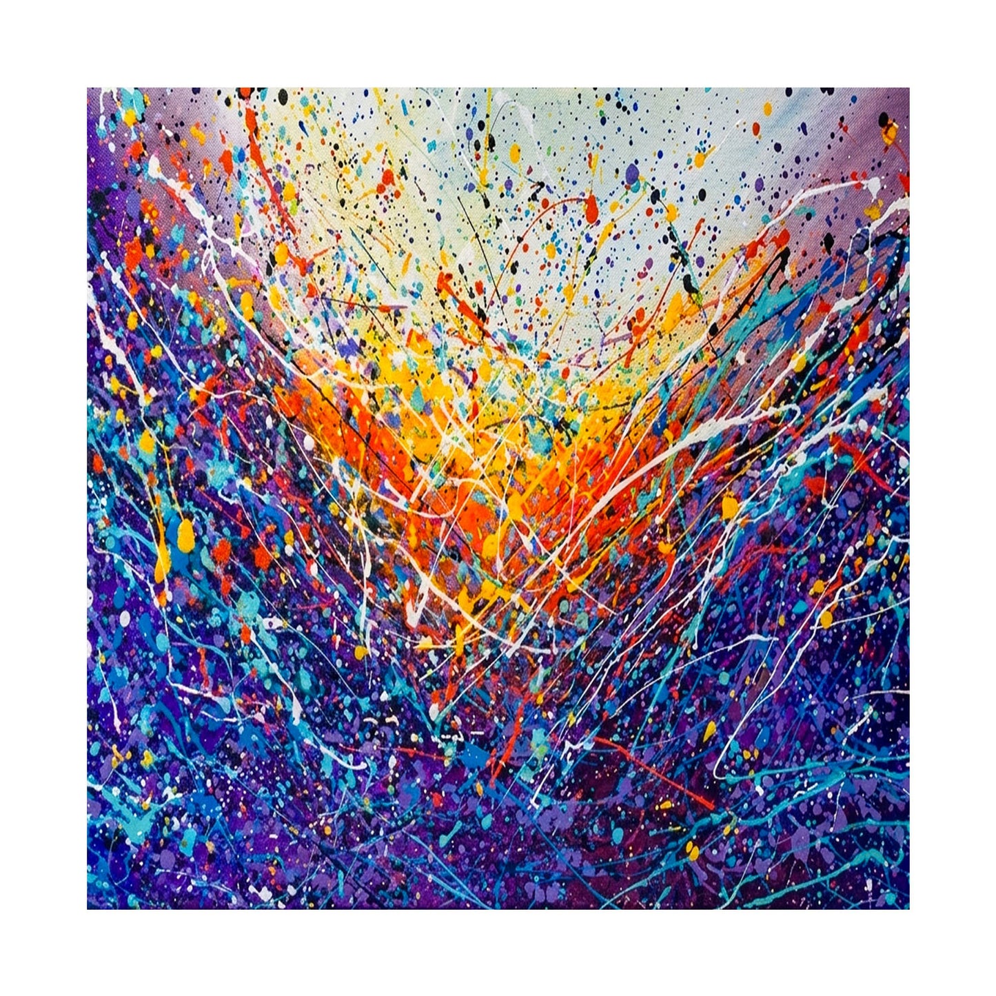 Large Pollock Inspired Blue Purple Abstract Painting | Hand Painted Wall Art