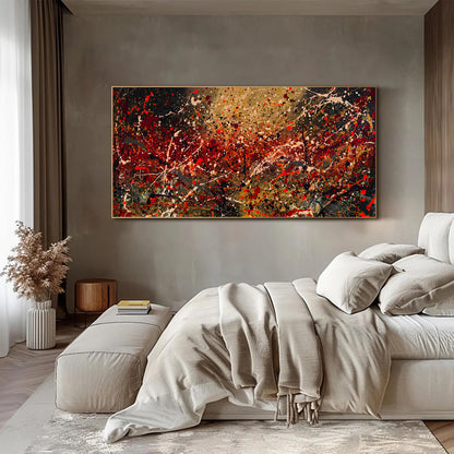 Large Pollock Inspired Earth Tone Abstract Painting | Hand Painted Wall Art