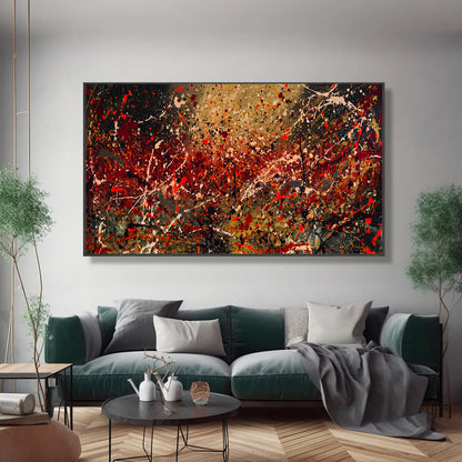 Large Pollock Inspired Earth Tone Abstract Painting | Hand Painted Wall Art