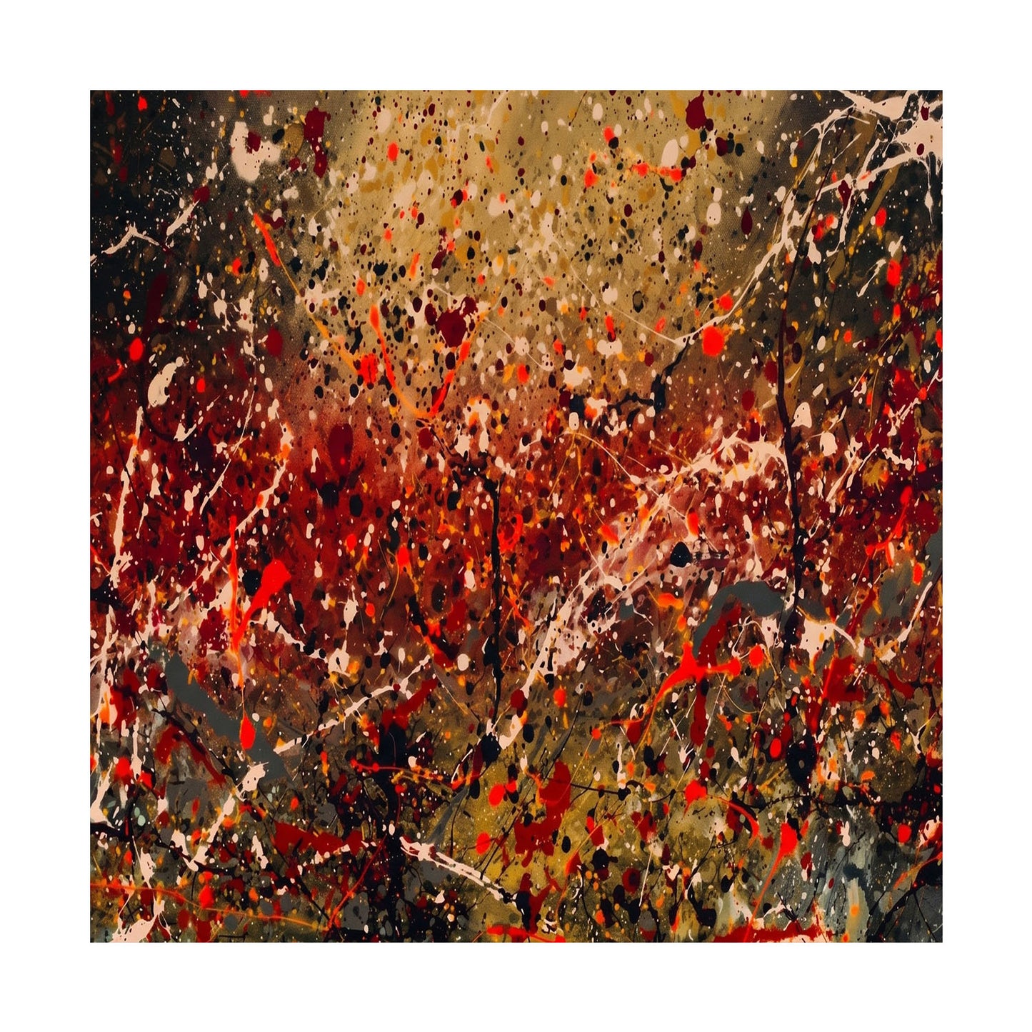Large Pollock Inspired Earth Tone Abstract Painting | Hand Painted Wall Art