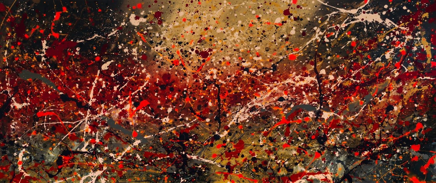 Large Pollock Inspired Earth Tone Abstract Painting | Hand Painted Wall Art