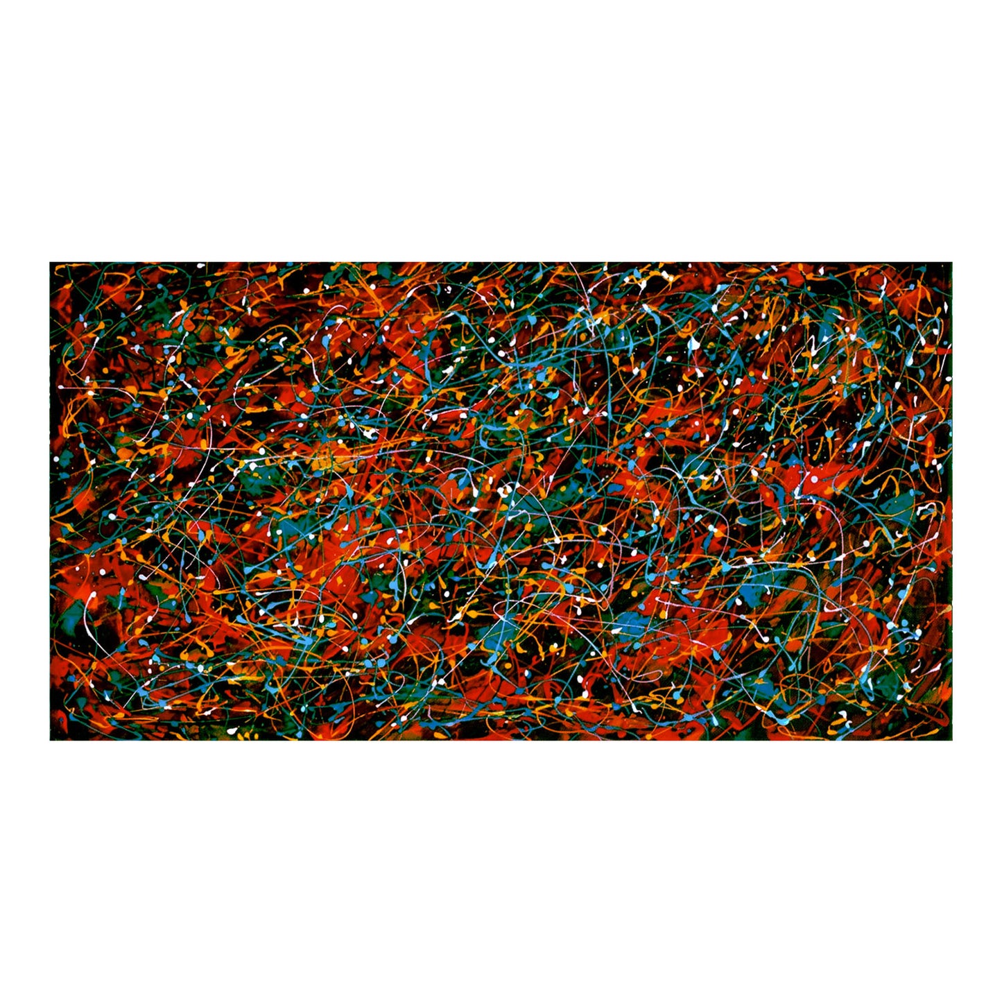 Large Pollock Inspired Red Black Abstract Painting | Hand Painted Canvas Art